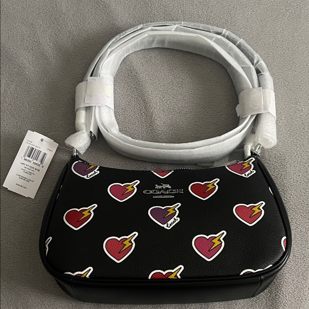 Coach Black Bag with Heart and Lightning Print